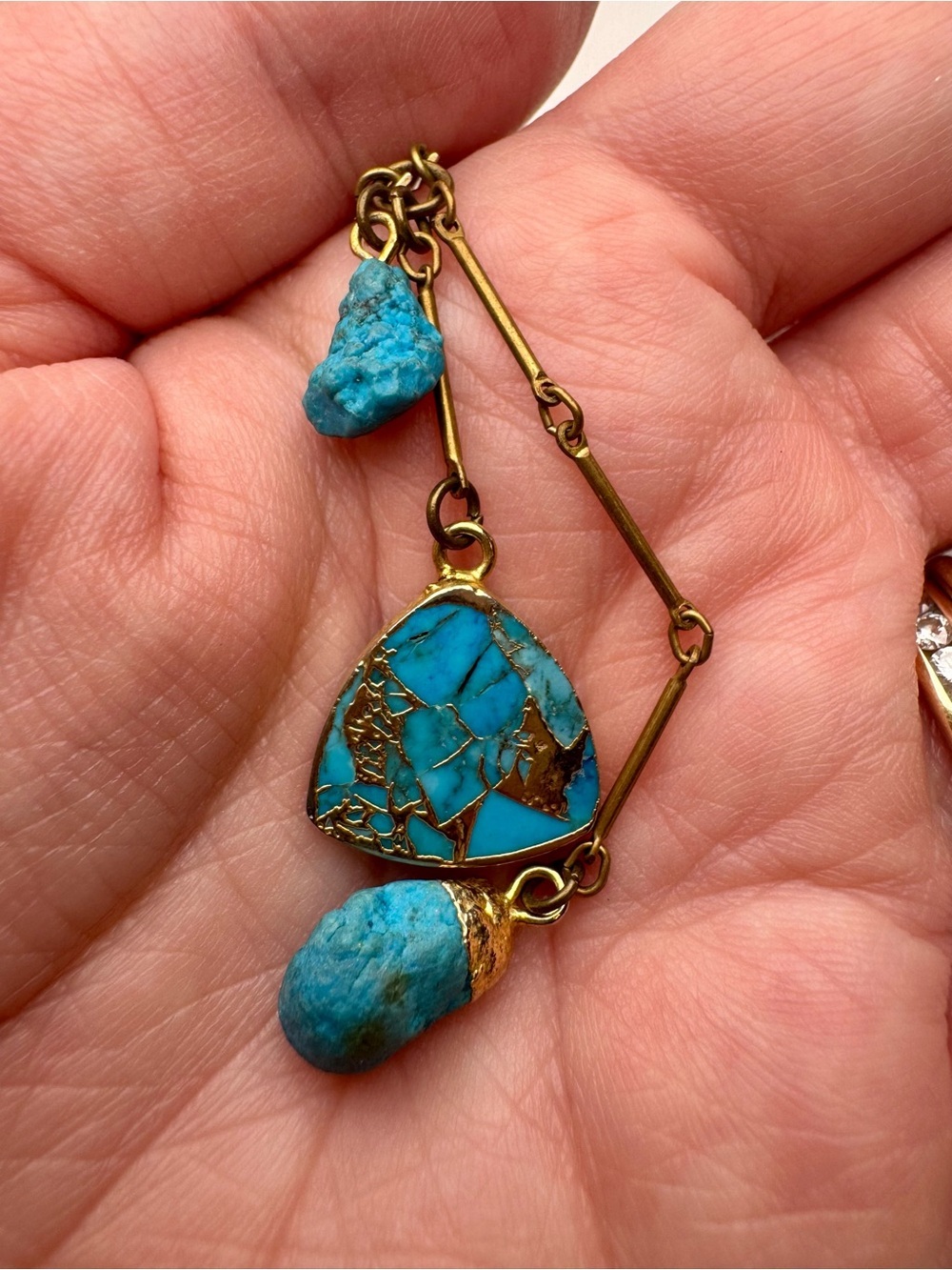 Turquoise Blue Gold-Finish Pendant Necklace | Women's Jewelry